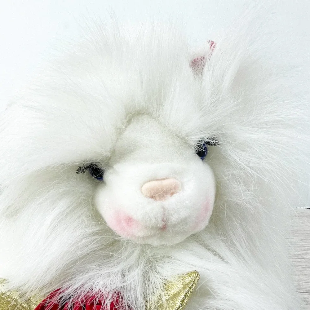Vintage Dan Dee‎ Expressions White Fluffy Persian Cat Blue Eyes Eyelashes Plush